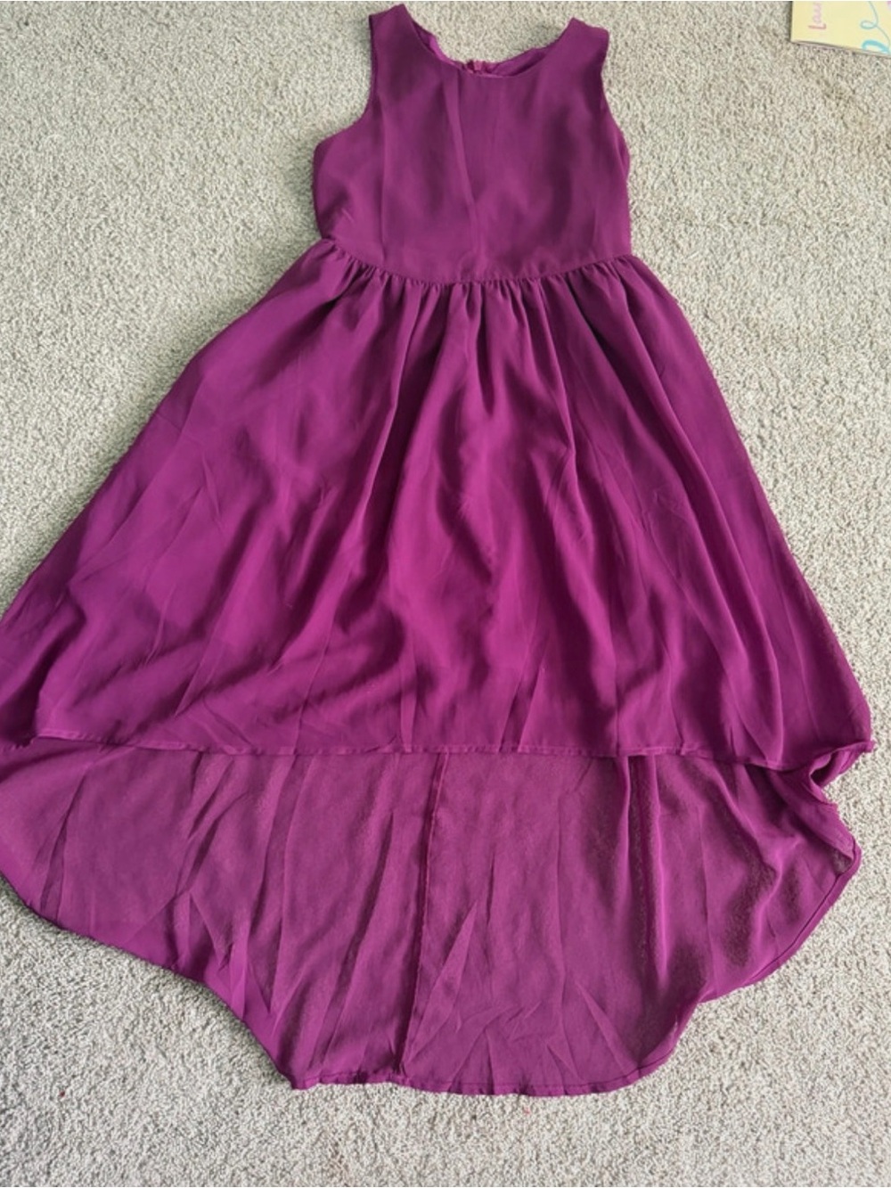 Girls' Sleeveless High-Low Dress in Magenta